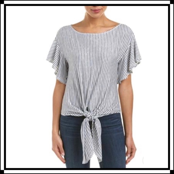 Max Studio Tie Front Flutter Sleeve Top M - Picture 10 of 12